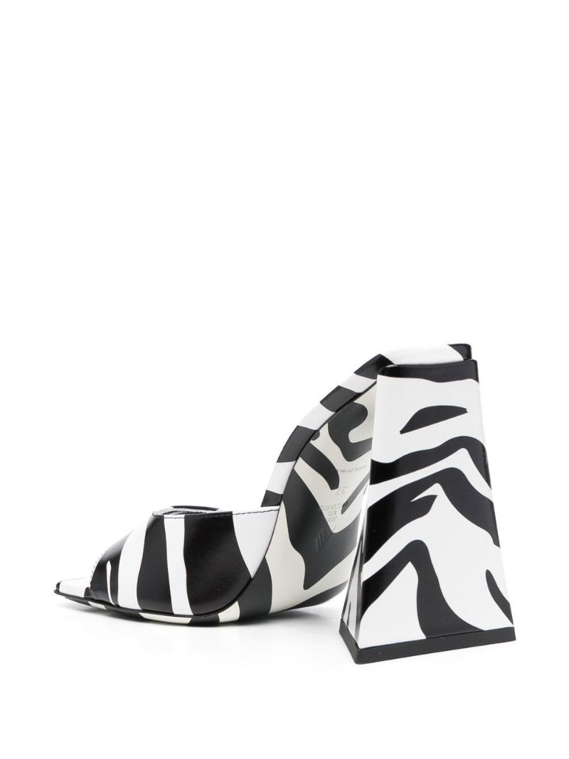 White Devon 115 Zebra Print Leather Mules