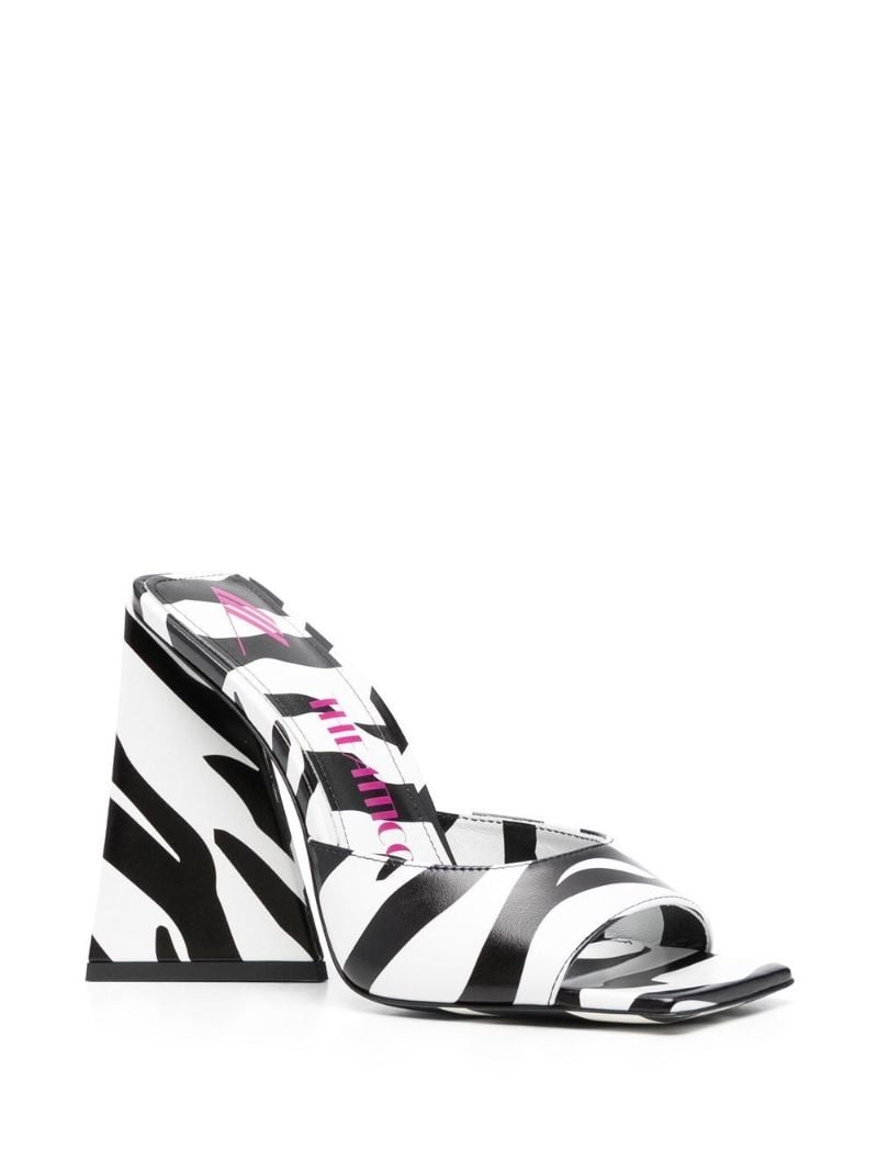 White Devon 115 Zebra Print Leather Mules