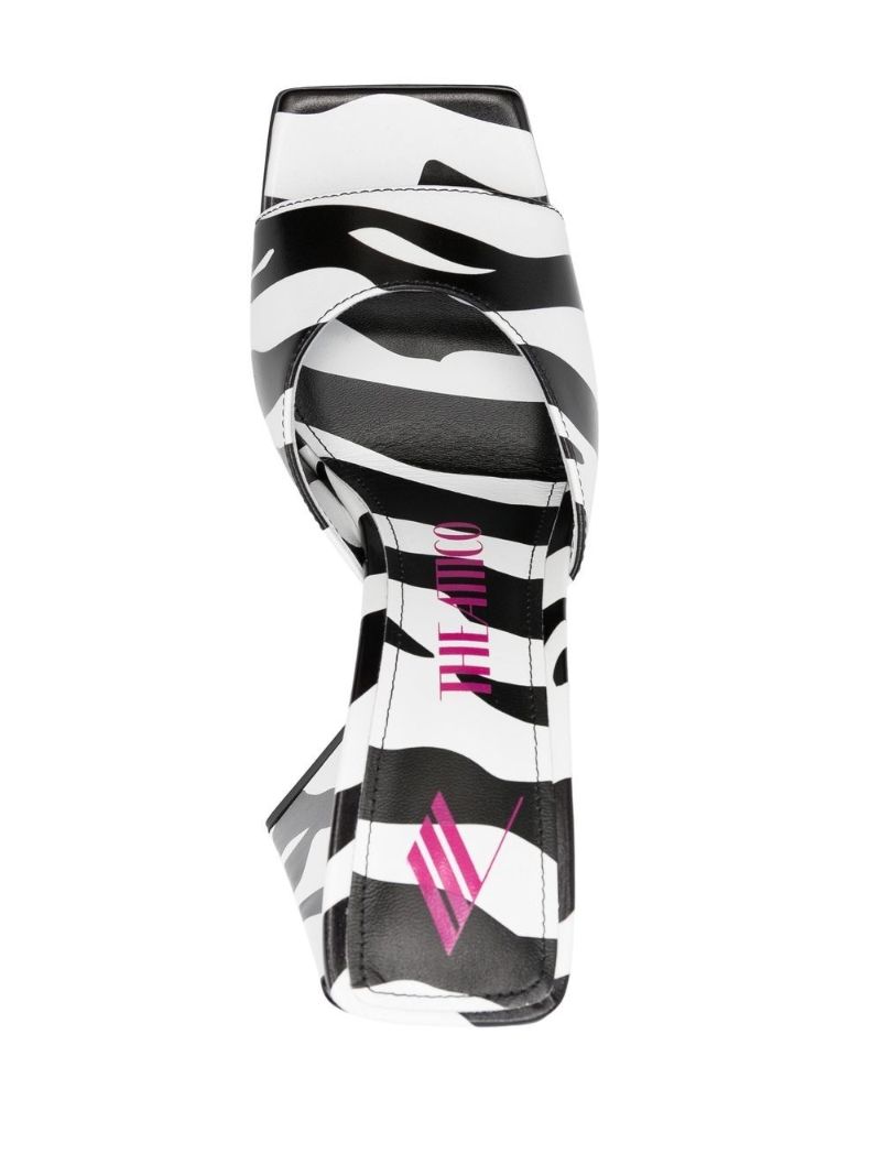 White Devon 115 Zebra Print Leather Mules