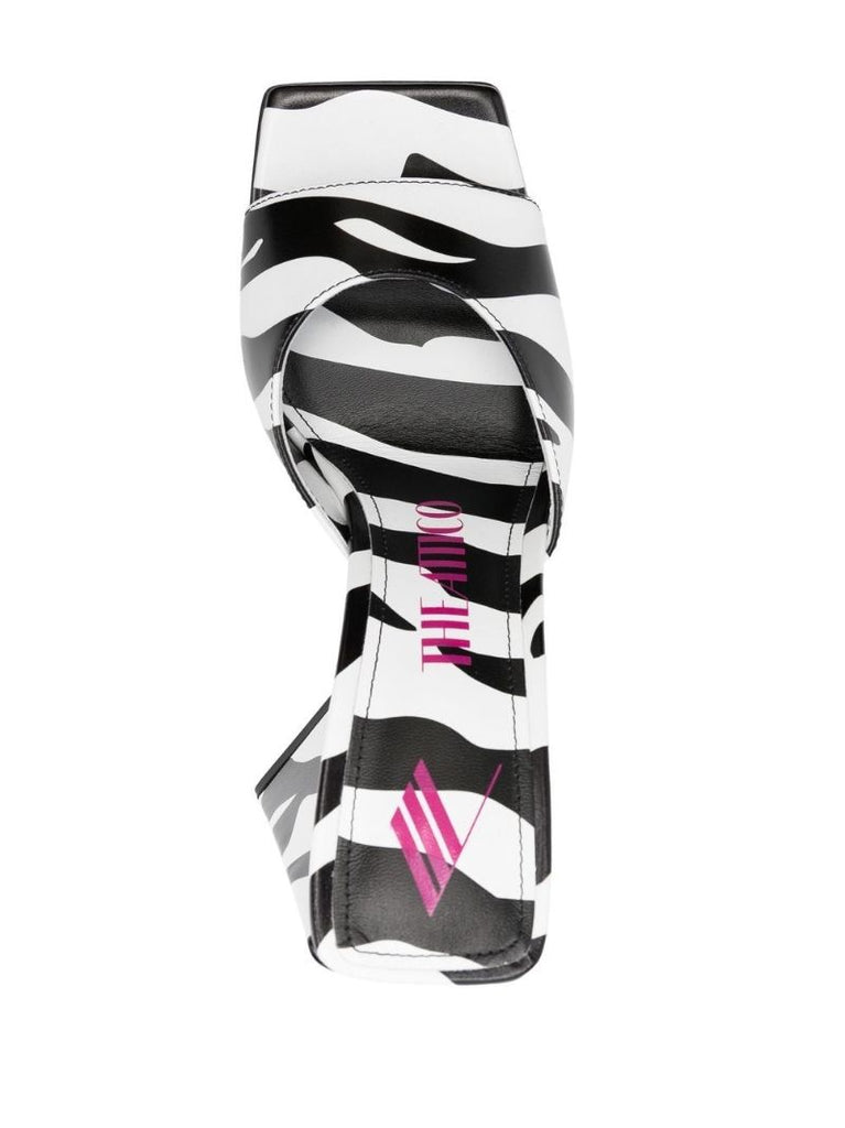 White Devon 115 Zebra Print Leather Mules