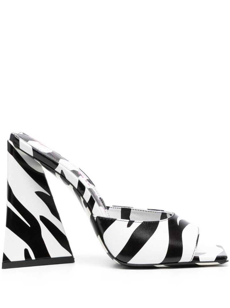 White Devon 115 Zebra Print Leather Mules