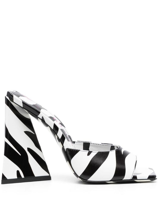 White Devon 115 Zebra Print Leather Mules