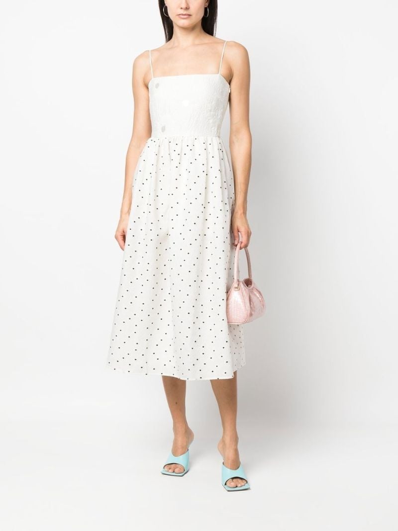 White Anny Polka Dot Print Midi Dress