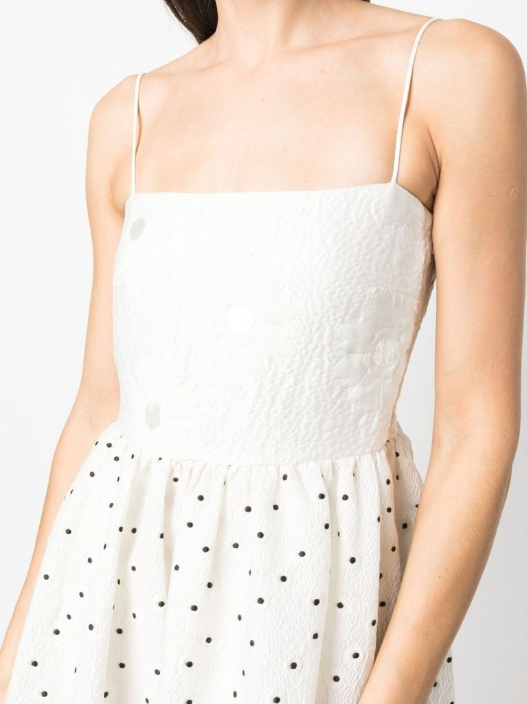 White Anny Polka Dot Print Midi Dress