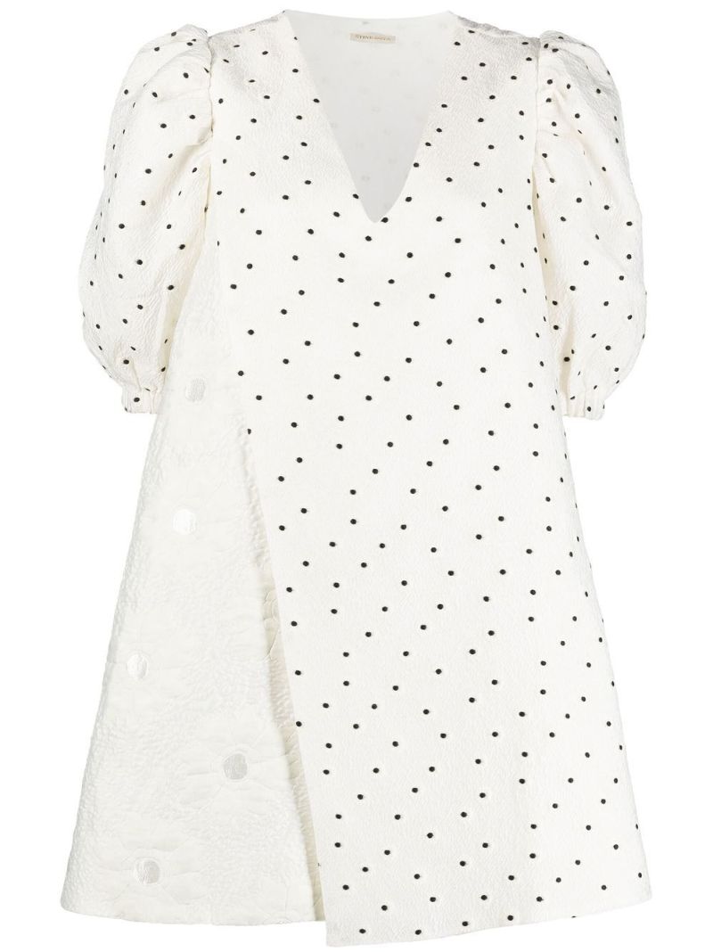 White Brethel Polka Dot Print Mini Dress