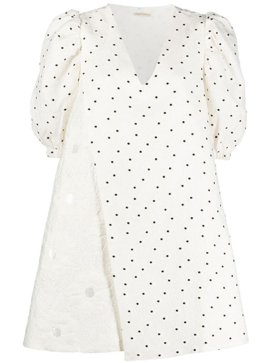 White Brethel Polka Dot Print Mini Dress