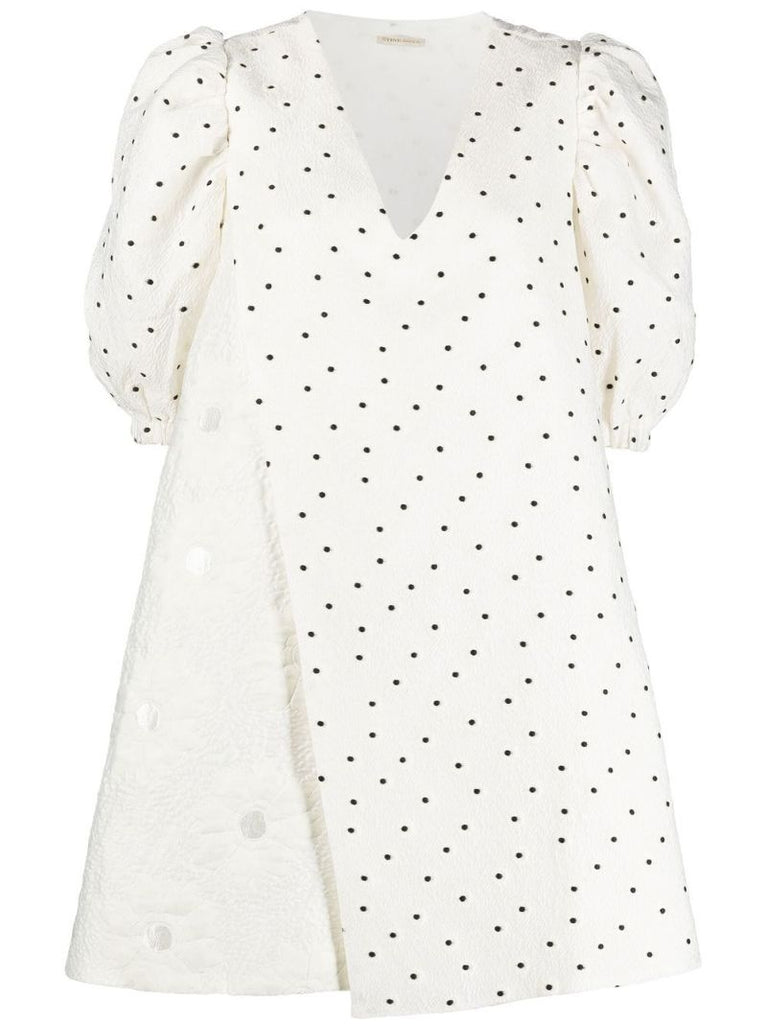 White Brethel Polka Dot Print Mini Dress