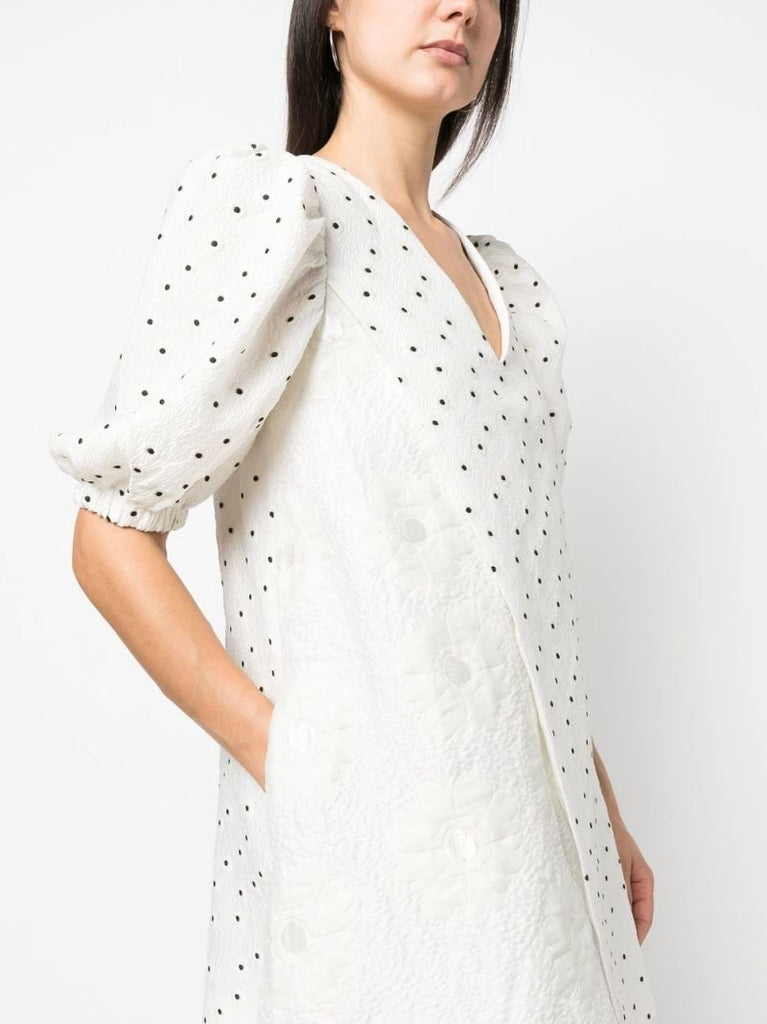 White Brethel Polka Dot Print Mini Dress