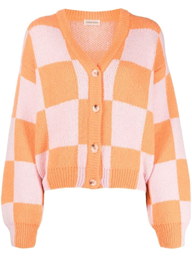 Orange Amara Checkerboard Cardigan