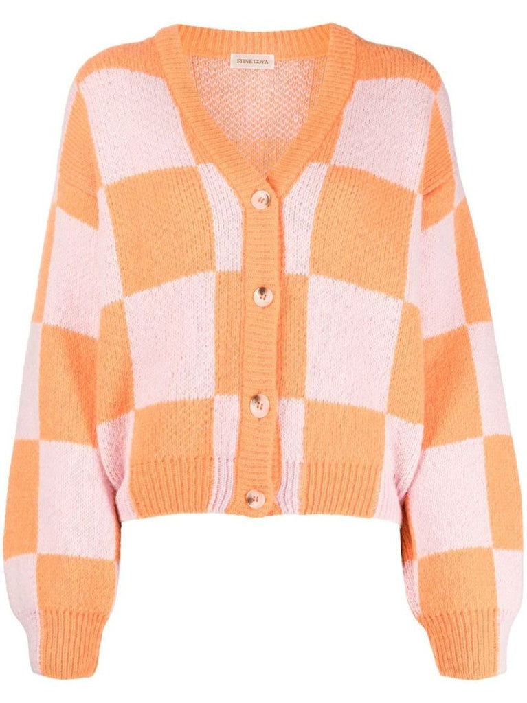 Orange Amara Checkerboard Cardigan