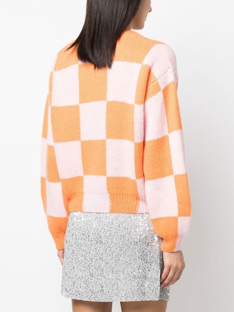 Orange Amara Checkerboard Cardigan