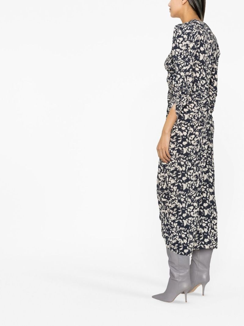 Black Printed Silk Midi Dress
