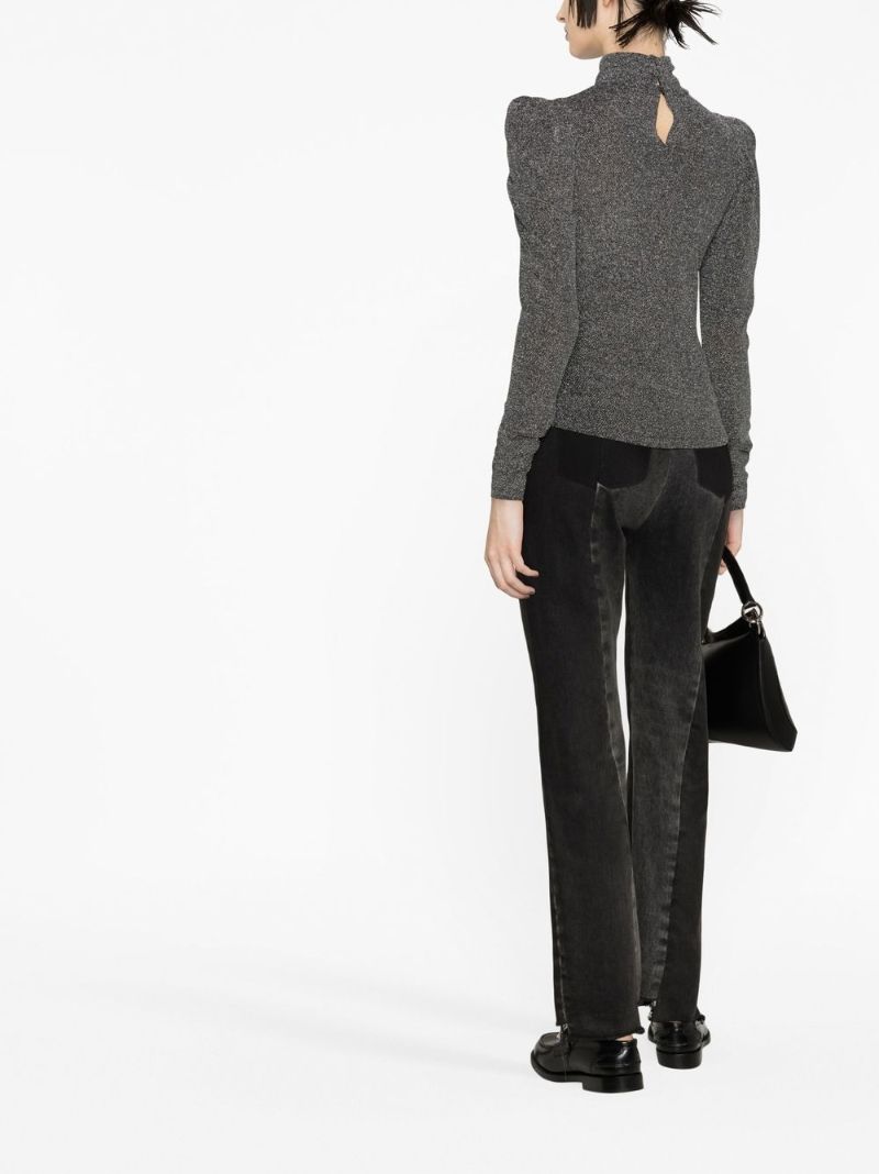 Silver Glitter Padded Shoulder Top