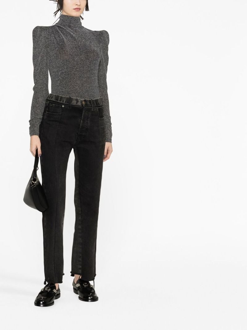 Silver Glitter Padded Shoulder Top