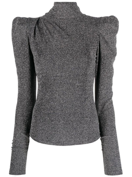 Silver Glitter Padded Shoulder Top