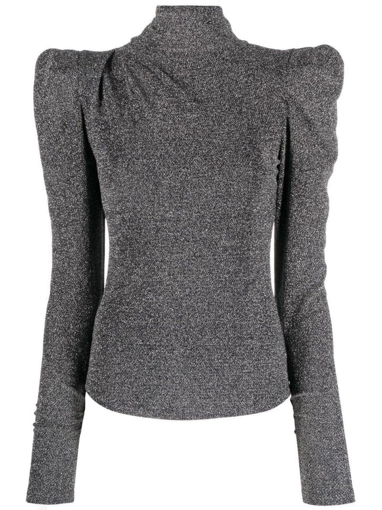 Silver Glitter Padded Shoulder Top