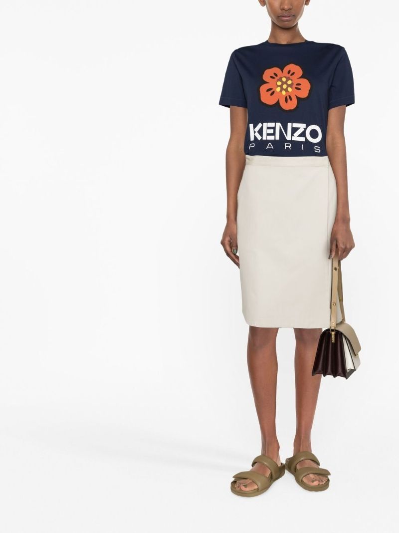 Blue Boke Flower Print T-shirt