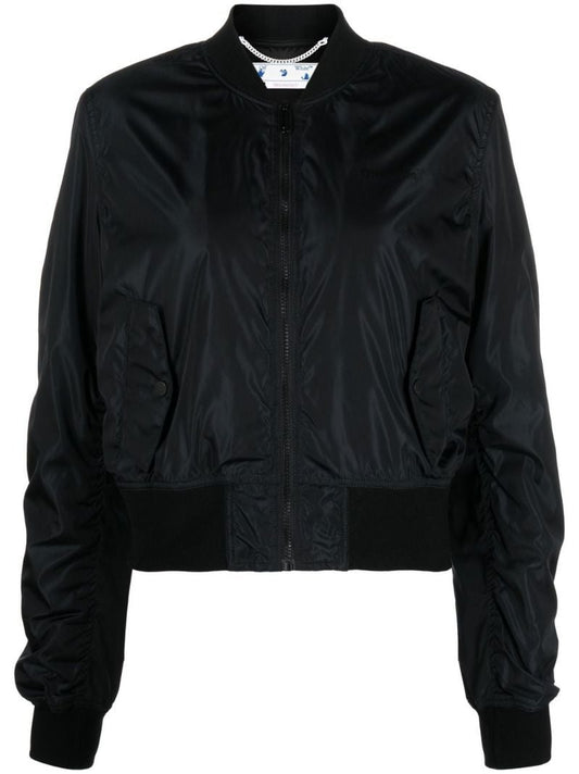 Black Diag Stripe Bomber Jacket