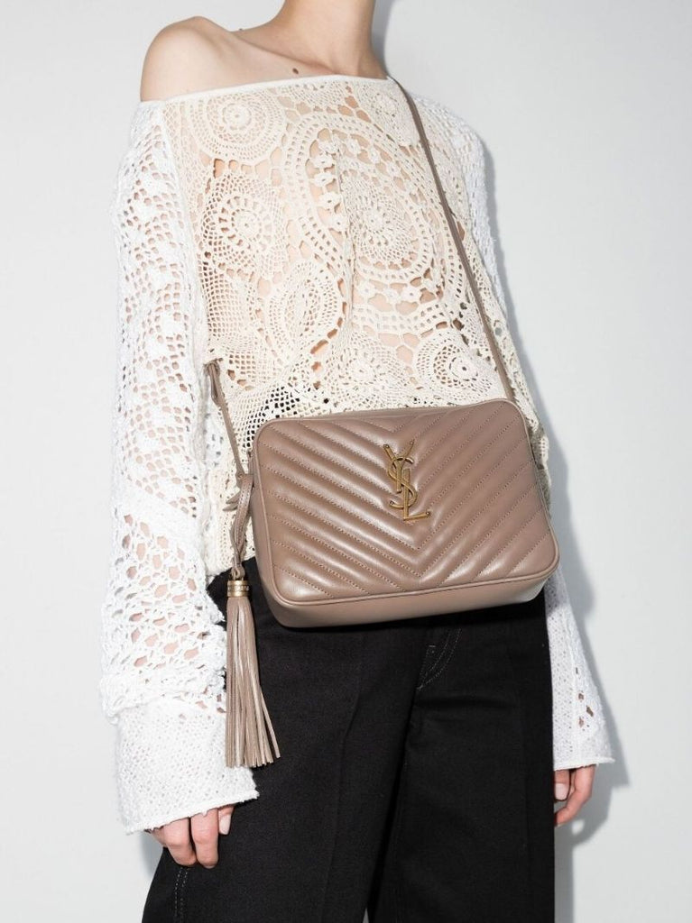 Neutral Lou Quilted Leather Camera Bag