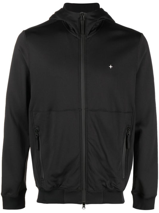 Black Stellina Zip-up Hooded Jacket