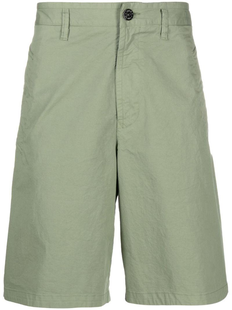 Green Felpa Wide-leg Bermuda Shorts
