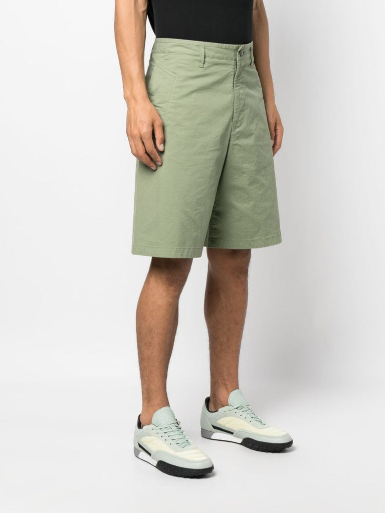 Green Felpa Wide-leg Bermuda Shorts