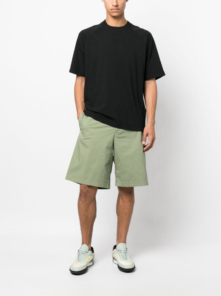 Green Felpa Wide-leg Bermuda Shorts