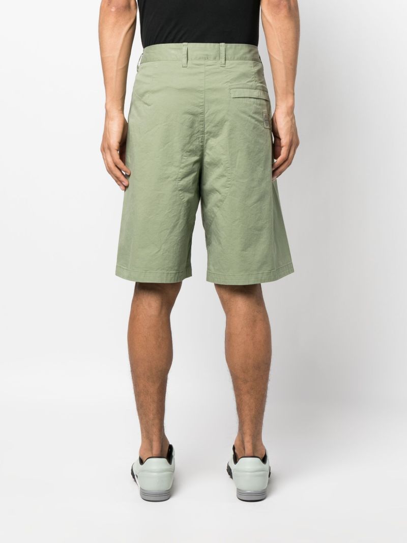 Green Felpa Wide-leg Bermuda Shorts