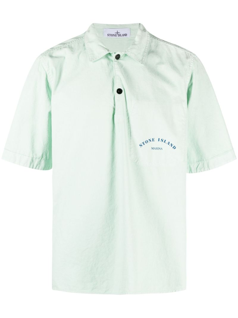 Green Logo Print Polo Shirt