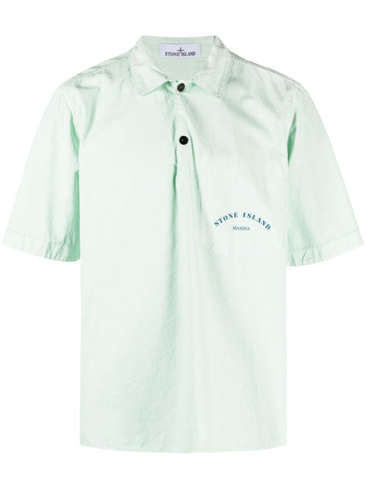 Green Logo Print Polo Shirt