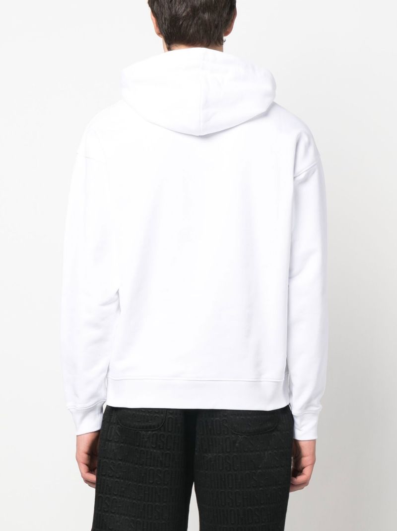 White Teddy Bear Print Hoodie