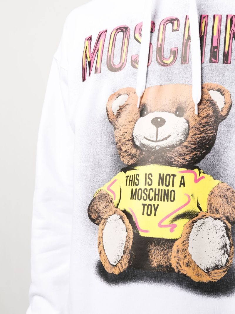 White Teddy Bear Print Hoodie