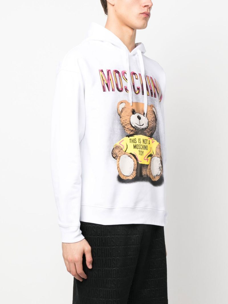 White Teddy Bear Print Hoodie