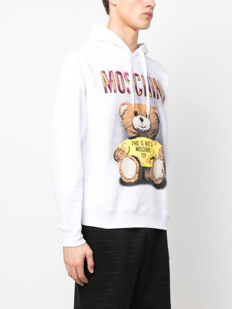 White Teddy Bear Print Hoodie