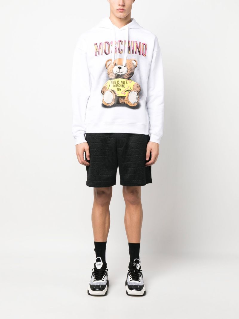 White Teddy Bear Print Hoodie