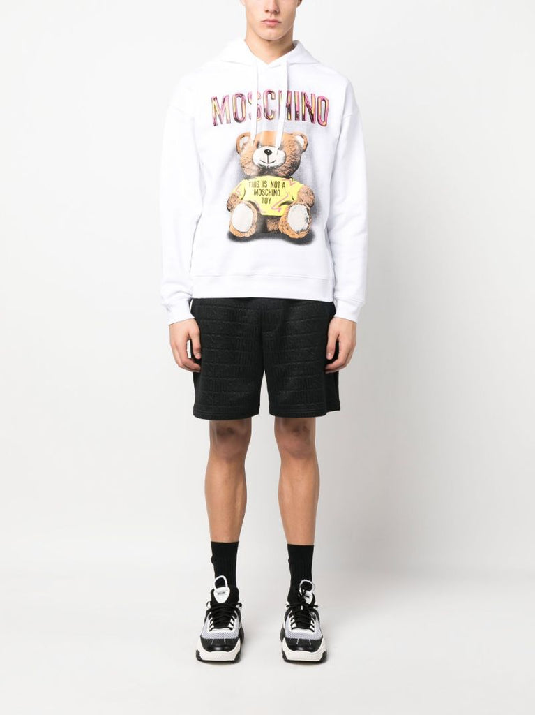White Teddy Bear Print Hoodie