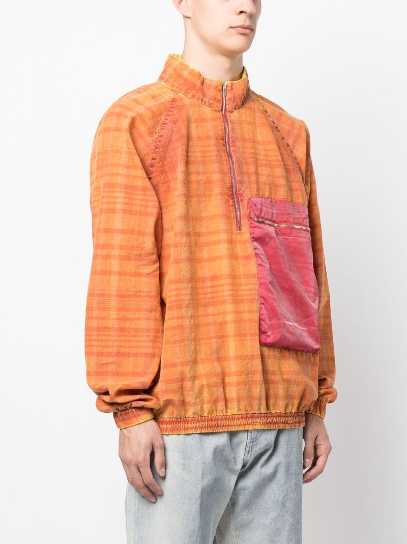 Orange Striped Half-zip Sweatshirt