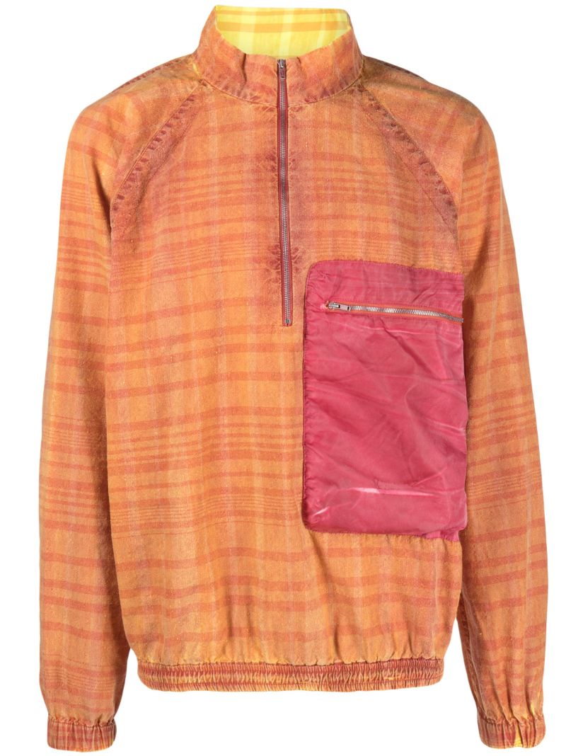 Orange Striped Half-zip Sweatshirt
