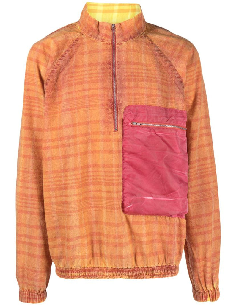Orange Striped Half-zip Sweatshirt