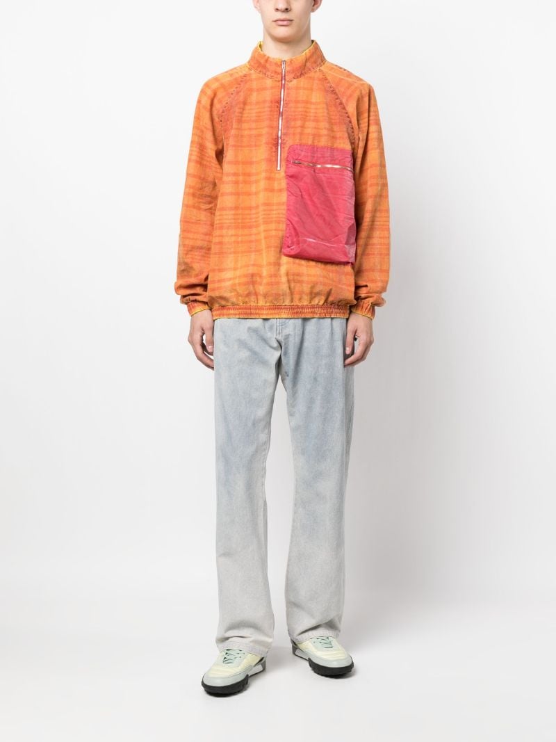 Orange Striped Half-zip Sweatshirt