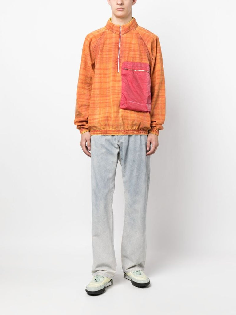 Orange Striped Half-zip Sweatshirt