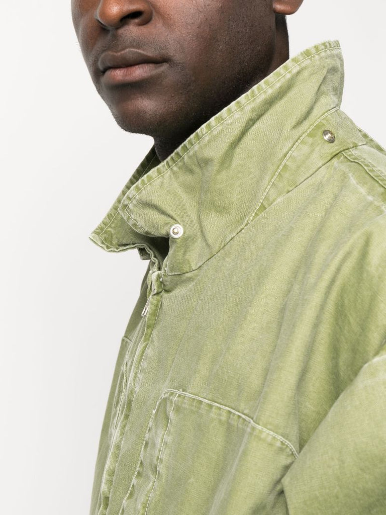 Green Purs Hooded Bomber Jacket