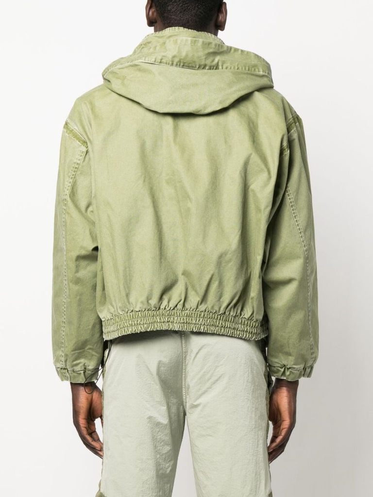 Green Purs Hooded Bomber Jacket