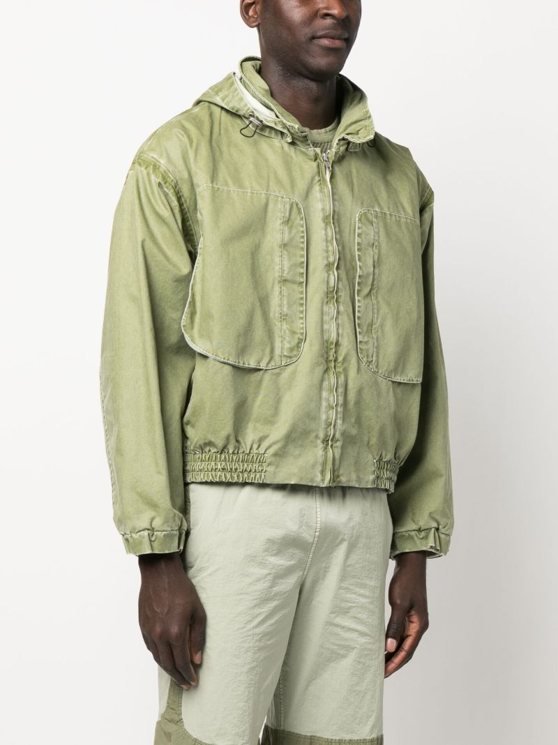 Green Purs Hooded Bomber Jacket