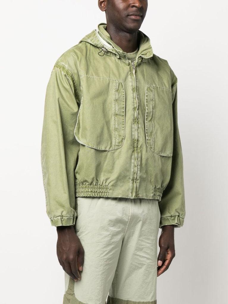 Green Purs Hooded Bomber Jacket
