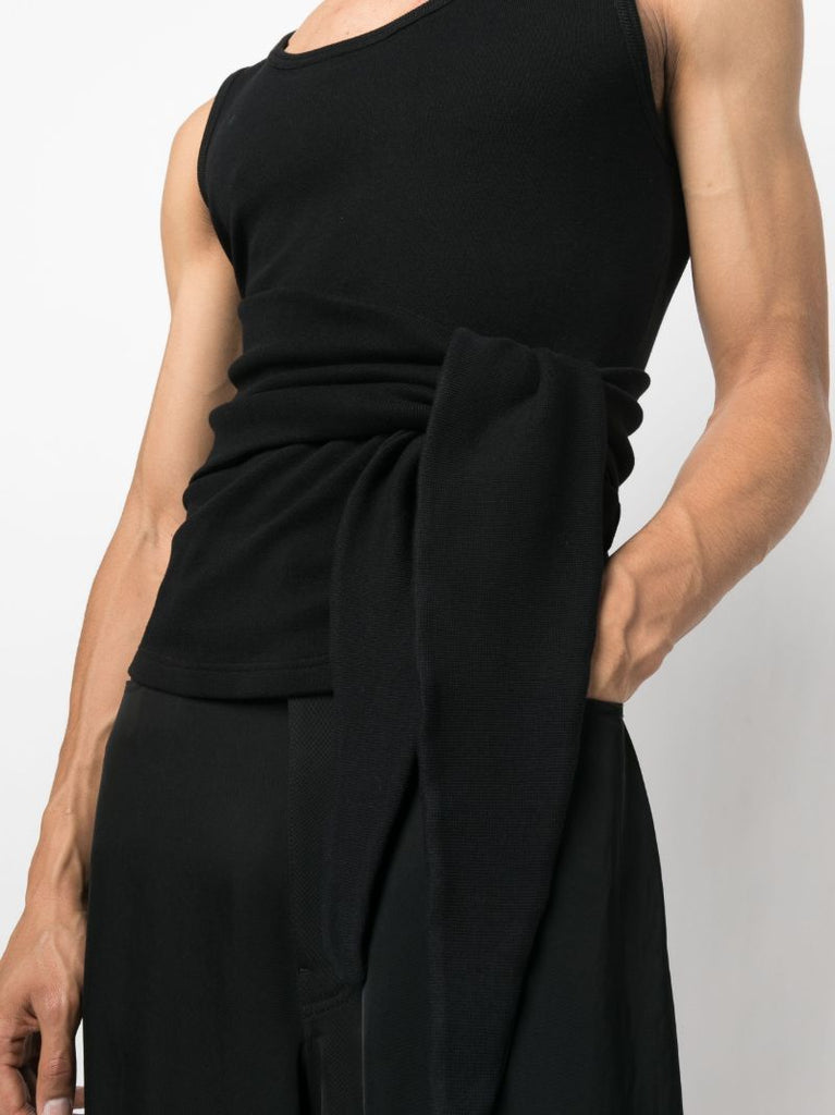 Black Tie Cotton Tank Top