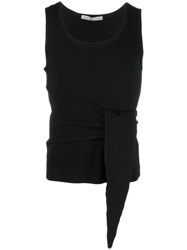 Black Tie Cotton Tank Top