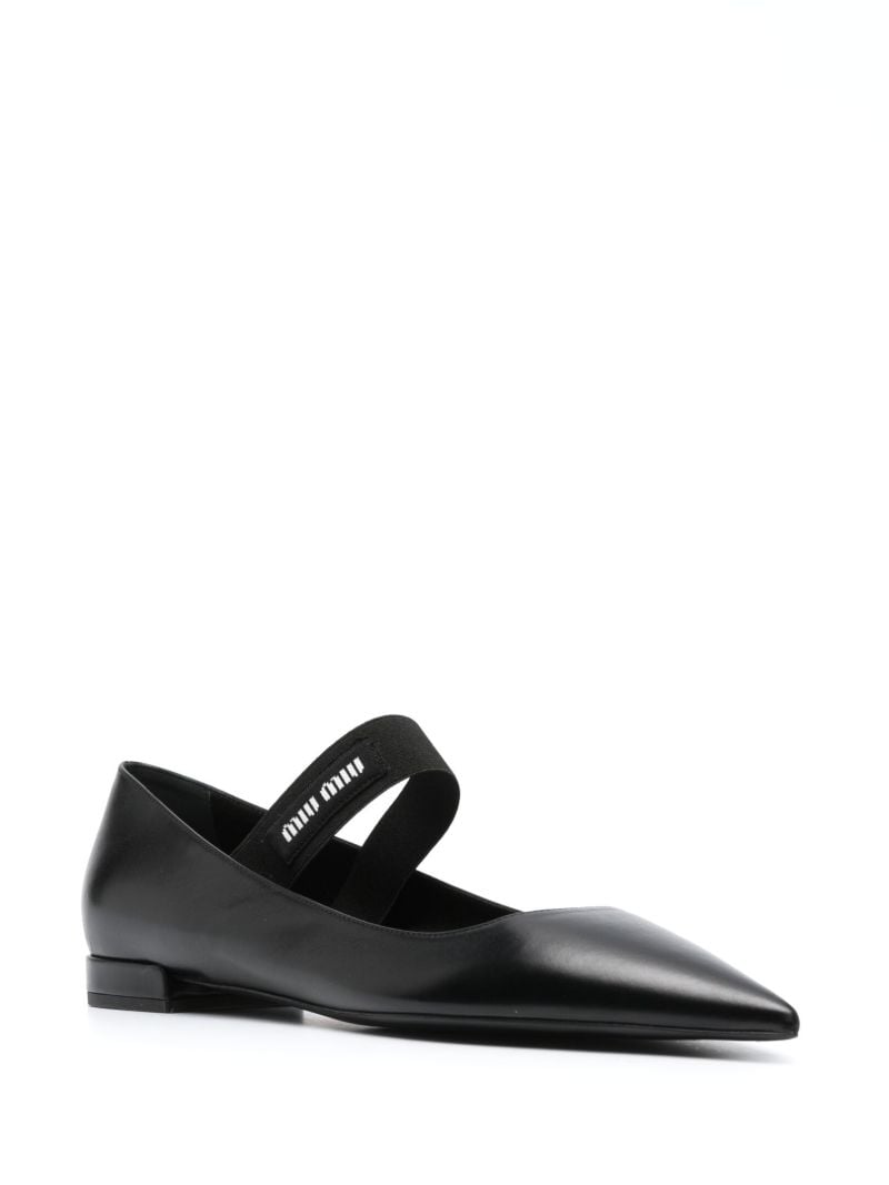 Black Logo Strap Flat Mary Jane Pumps