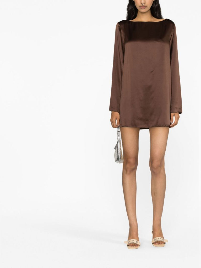Brown Ilyse Silk Mini Dress