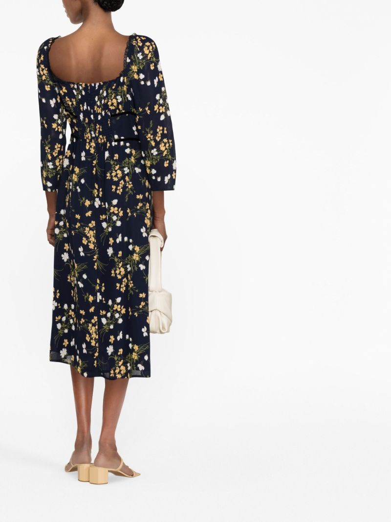 Black Pennie Floral Print Midi Dress